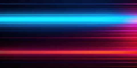 Foto auf Acrylglas Colorful horizontal neon stripes, light tubes, background, fast motion © Teppi
