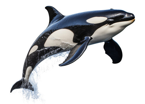 Jumping orca  isolated on the transparent background PNG.