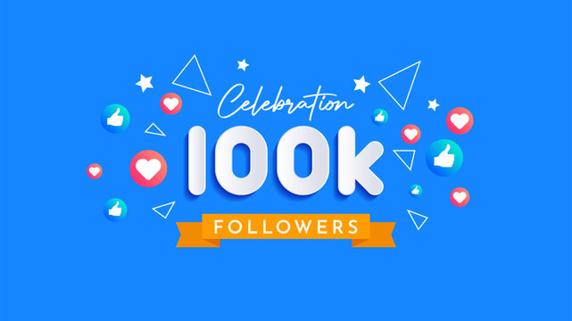design content celebrating the achievement of 100K followers on content creators' social media