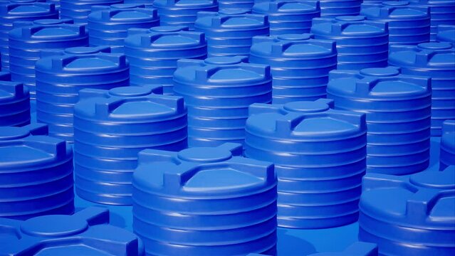 Endless rows of Blue Water Tanks in a seamless loop