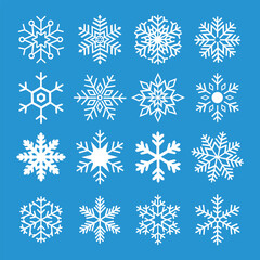 Fototapeta na wymiar Vector set with Christmas snowflakes. New Year's decor for your use. Decoration of banners and advertising posts. Holiday and winter concept