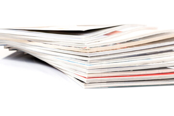Magazines up close shot on white background