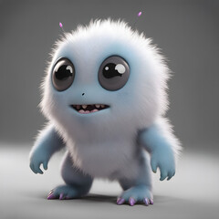 Obraz premium cute little monster smooth skin soft fur bright eyes