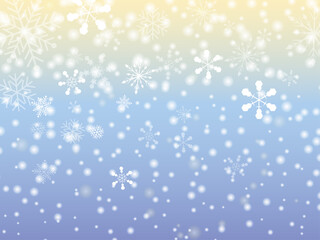 Naklejka na ściany i meble 雪の結晶が舞う水色の冬の背景