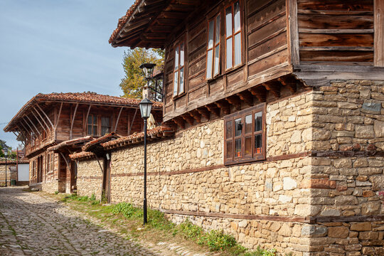 Old wooden houses in Zheravna (Jeravna). The village is an architectural reserve of Bulgarian National Revival period (18th and 19th century)