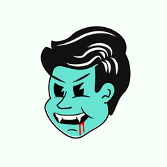 Halloween Vampire monster character sticker decoration. Vector illustration