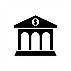 Bank building, bank icon, vector illustration on white background