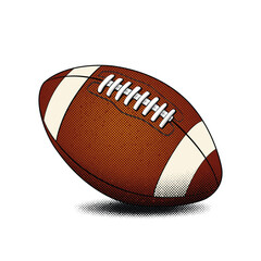 American Football or Rugby ball in comic style.  Vector on transparent background