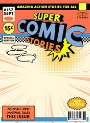 A retro comic book magazine cover mockup design. Vector illustration.