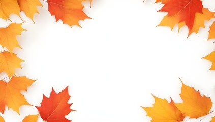 Autumn Leaves Border Framing an Empty White Space. Perfect for Autumn-themed Designs and Projects.