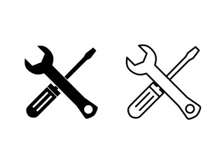 repair icon.vector of crossed screwdriver and wrench