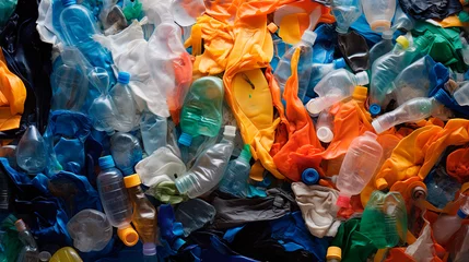 Fotobehang Big pile of used empty plastic bottles © Jezper
