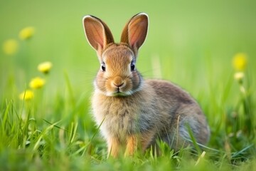 Naklejka na ściany i meble Close-up of cute rabbit with beautiful bokeh background