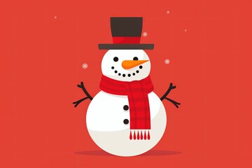 snowman with hat and scarf. Merry Christmas. Happy New Year. Seasonal Christmas card.