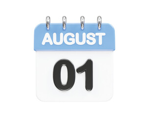 August month calendar icon 3d rendering illustration
