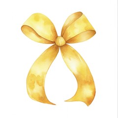 Gold Childhood Cancer Awareness Ribbon. Watercolor Isolated on White Background for Booklets and Banners