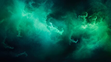 Fototapeta na wymiar Shiny Blue Green Haze Texture with Mist and Steam Cloud on Fantasy Night Sky - Abstract Art Background with Glitter