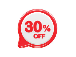 30 percent off text effect 3d rendering illustration