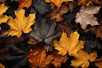 Naklejka na ściany i meble Autumn Foliage Pattern: Moody Still Life