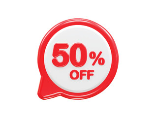 50 percent off text effect 3d rendering illustration