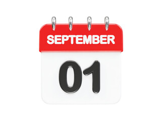 September month calendar icon 3d rendering illustration