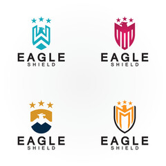 Eagle shield logo design, hawk  head vector emblem logo element, bird, falcon emblem vector icon