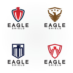 Eagle shield logo design, hawk  head vector emblem logo element, bird, falcon emblem vector icon