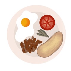 a drawing of a plate with breakfast food