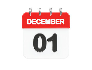 December month calendar icon 3d rendering illustration