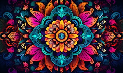 Mandala decoration, elaborate patterns, design, Design with vibrant color, generative Ai - obrazy, fototapety, plakaty