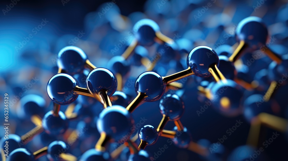 Wall mural abstract science background with atoms and molecules, illustration of molecular structure for backdr