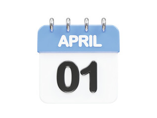 April month calendar icon 3d rendering illustration