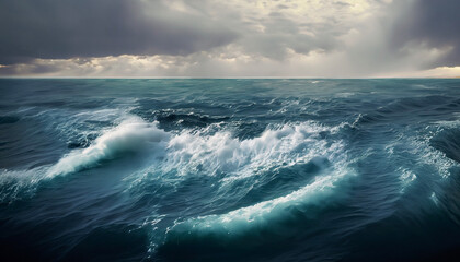 storm on the open sea - obrazy, fototapety, plakaty