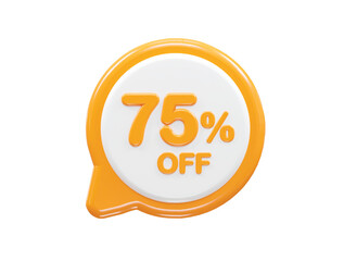 75 percent off text effect 3d rendering illustration