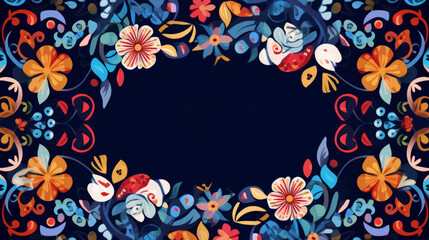Fototapeta premium Floral border frame background pattern for Hispanic Heritage Month