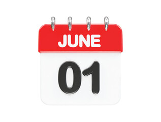 June month calendar icon 3d rendering illustration