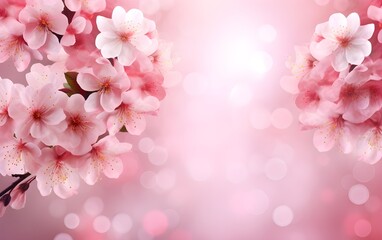 pink cherry blossom background spring season Generative AI