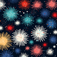 Fireworks burst pattern pattern, background, hand-drawn cartoon flat art Illustrations in minimalist vector style