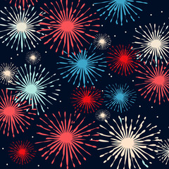 Naklejka premium Fireworks burst pattern pattern, background, hand-drawn cartoon flat art Illustrations in minimalist vector style