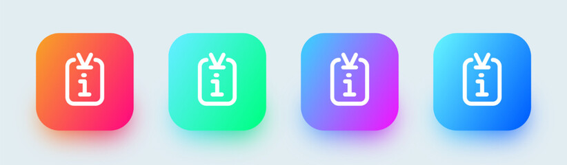 About line icon in square gradient colors. Info signs vector illustration.