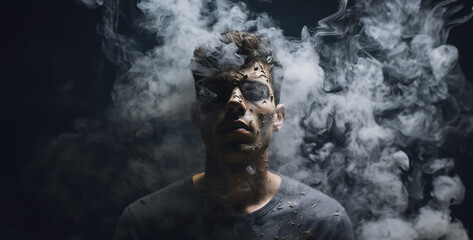 men face on smoke hd wallpaper