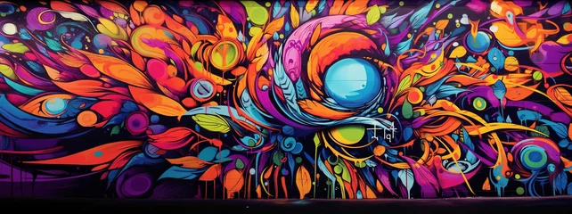 Zelfklevend Fotobehang Street art graffiti abstract wallpaper. AI  © Oleksandr Blishch