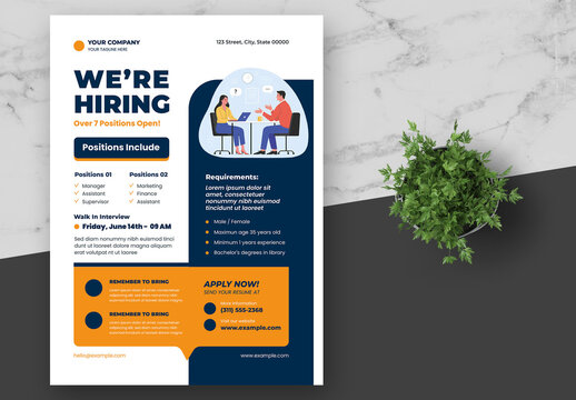 Orange and Dark Blue Company Open Job Vacancy Flyer