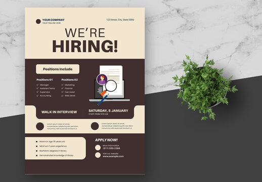 Brown and Cream Company Job Vacancy Flyer