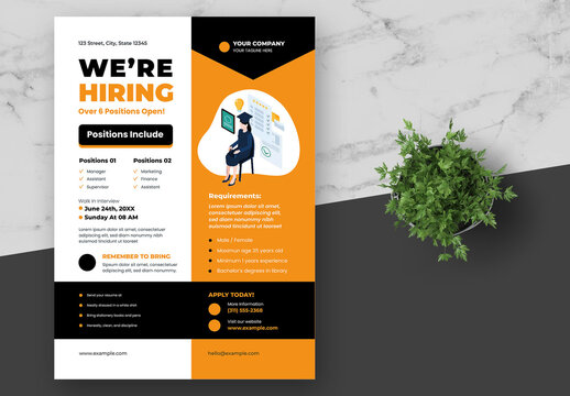 Black and Orange Company Job Vacancy Flyer
