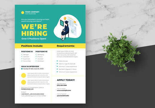 Green and Yellow Company Job Vacancy Flyer