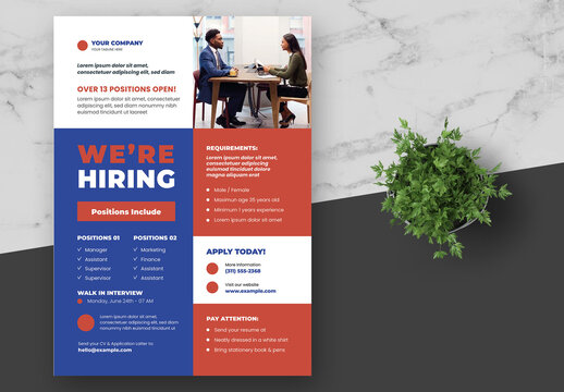 Red and Blue Company Job Vacancy Flyer