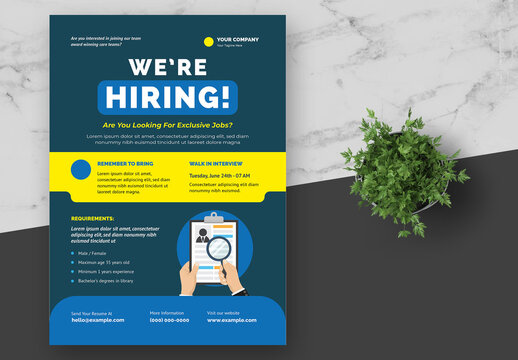 Blue and Yellow Company Job Vacancy Flyer
