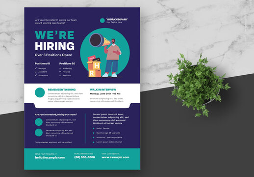 Dark Blue and Green Company Job Vacancy Flyer