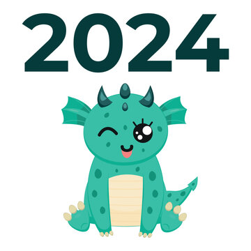 Dragon on a white background. Symbol of the New Year 2024